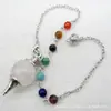 Joyería transfronteriza gema natural Cristal péndulo espiritual en forma de giroscopio cuentas de 18 mm 7 colores piedra energética colgante de péndulo