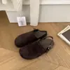 2026 estilo preguiçoso slip-on casual com sola grossa bico fechado meias-pantufas para mulheres, pantufas de inverno para exterior