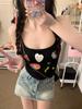 Camisola pequeña, dulce, picante, sexy, pura, estampada, con almohadilla para el pecho, ropa interior de mujer, short de verano, prenda exterior con el ombligo al descubierto, top de moda