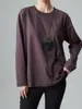Dragón Marino Warren LST019 26 Otoño Versátil Top Básico con Hombros Rectos, Camiseta de Algodón de Cuello Redondo de Manga Larga para Mujer