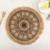 Mantel individual de yute tejido estilo ins nórdico, redondo, con borlas retro, alfombrilla decorativa, tamaño grande, accesorios para fotografía, base para jarrón
