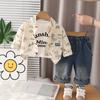 2025 Novos Trajes de Primavera e Outono para Meninos Roupas de Outono para Bebês Camisas da Moda Manga Longa Conjunto de Três Peças Atacado Entrega