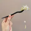 Pasador de Sándalo Negro para Mujer, Accesorio para el Cabello Fresco y Elegante, Pasador de Flor de Magnolia, Adorno para el Cabello Estilo Antiguo Qipao, Pasador Diario para Peinados Recogidos
