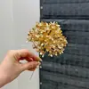 Garfo único flor de eucalipto dourado hortênsia leque dourado folha de ginkgo bênção de casamento balde arranjo de flores de folhas douradas