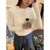 Nova Camisa Básica Feminina com Padrão Espinha de Peixe Outono 2026, Slim Fit Estilo Europeu, Ombro Normal, Camiseta de Manga Longa Escovada