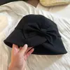 Sombrero de pescador de pana con lazo estilo coreano para mujer, nueva colección otoño/invierno 2026, talla grande, sombrero tipo cubo elegante con un toque de elegancia