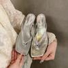 Chanclas para Mujer 2026 Nueva Moda de Verano Chanclas de Tacón Grueso para Uso en Exteriores Plateadas Antideslizantes Zapatos de Playa de Suela Gruesa