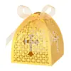 Caja de dulces para boda cortada con láser estilo europeo, caja de papel blanca con diseño de cruz hueca, caja de regalo para bautizo y comunión, en stock