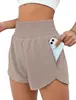 Pantalones Cortos Deportivos para Mujer Cintura Alta Correr Yoga Falso Dos Piezas Anti-rozaduras Gimnasio Elásticos Ejercicio Adelgazantes Ajustados