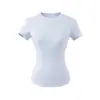 Top Lulu Yoga Fitness Cuello Redondo Manga Corta 2026 Primavera/Verano Nuevo Alta Elasticidad Corte Ajustado Camiseta de Canalé