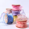 Cinta de hilo de nieve con borde ondulado de lunares Lazo DIY para accesorios para el cabello Empaque de flores para floristería Cinta de hilo de nieve con borde rizado de lunares