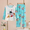 Pijamas de niña, primavera y otoño, jersey de cuello redondo con dibujos animados, ropa de casa de manga larga, traje para niños y niñas, ropa de casa