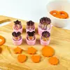 Juego de 12 Piezas de Protectores de Manos de PP, Cortadores de Galletas de Acero Inoxidable, Decoración para Lonchera, Cortadores de Melón y Verduras, Herramientas de Corte para Flores de Cocina