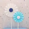 Hermosa tarjeta de pastel de cumpleaños de girasol, banderines para fiesta de cumpleaños, suministros, decoración de mesa de postres