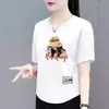 Camiseta de Manga Corta Estilo Mamá Transfronteriza para Mujeres de Mediana Edad y Mayores, Camiseta de Media Manga Holgada Talla Extra para Mujer, Top Elegante que Reduce la Edad