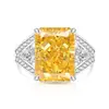 Anillo Reina con Flor de Hielo de Colorido Cristal de Gema, Corte Brillante con Diamantes de Alto Carbono Súper Brillantes, Anillo de Moda y Lujo, Disponible para Dropshipping
