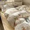 Juego de Cama de Cuatro Piezas de Algodón Puro Clase A, Estilo Fresco y Sencillo, Sábana Plana 100% Algodón, Funda Nórdica, Sábana Ajustable, Juego de Cama para Dormitorio, Juego de Tres Piezas 4