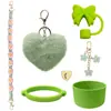 Accesorios de la Copa Stanley Transfronterizos Tapa de Paja con Lazo Cuerda para Mano Cubierta de Taza de Silicona Colgante de Bola de Pelo con Corazón Dropshipping