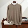 Suave y Liso Cachemir Otoño e Invierno 2026 Nuevo Suéter de Cachemir de Cuello Redondo para Hombre, Tejido de Punto Grueso sin Costuras para Capa Base