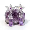 Brincos de Tarraxa Roxo Romântico da Idade Média Femininos Brincos Geométricos de Alta Qualidade 2025 Novos Brincos Elegantes com Flor Francesa para Mulheres