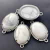 Colgante doble agujero ovalado de amatista incrustada nuevo transfronterizo 13*18mm superficie de huevo hecho a mano DIY accesorios de joyería de mano