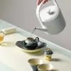 Patrón floral blanco pintado a mano sobre una bandeja cuadrada para té, con una textura similar al musgo, adecuada para la infusión en seco, estilo japonés, para uso doméstico, hecha de arcilla púrpura, para el cultivo de té y juegos de té