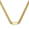 Cadena de Oro Gruesa con Letra Doble D de Acero de Titanio para Celebridades de Internet Europeas y Americanas, Collar Gargantilla Versátil Hip-Hop para Mujeres