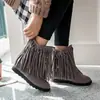 Botas Nuevas de Terciopelo Escarchado con Borlas Botas Cortas Estilo Martin Botas Casuales de Cuña Amazon AliExpress Botas de Comercio Exterior Talla Grande