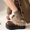 Zapatillas Mula de Plataforma Gruesa con Punta Redonda, Versátiles y de Moda para Mujer, Moda Otoño e Invierno, Versátiles para Viajar, Zapatos de Nieve Cálidos