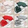 Set de máscara de ojos de seda sintética de dos piezas con bolsa de tela gratis, máscara de ojos protectora diaria para el trabajo, set de máscara de ojos para dormir que bloquea la luz