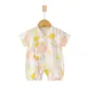 Mameluco de Verano para Bebé de Manga Corta Bata de Gasa Ultra-Delgada de Algodón Puro para Bebé Ropa con Aire Acondicionado para Niños Ropa para Gateo de Recién Nacidos