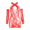 Lencería Sexy Exportación Transfronteriza Europea y Americana Recorte Manga Larga Espalda Descubierta Sexy Ajustada Transparente Falda Cadera Falda Corta W623