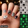 Pegatinas de calabaza Halloween que brillan en la oscuridad transfronterizas, en stock, diseño de fantasma de dibujos animados, película para esmalte de uñas, pegatinas de arte de uñas impermeables para niños