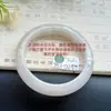 Pulseira de Jade Grau A, Fina e Lisa, Tipo Gelo, Branco Água, Luz da Lua, Pulseira de Jade com Pontos Dourados, Tamanho do Anel 52-58, Genuíno, Garantido Qualidade 55