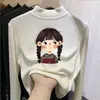 Camiseta Base de Terciopelo Alemán para Niñas Otoño e Invierno, Cuello Semi Alto, para Niños Medianos y Grandes, Estilo Coreano, Ropa Interior Cálida, Estampado Lindo, Manga Larga, Ropa para Niños