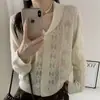 Cardigan de Punto Jacquard con Flor de Solapa y Mariposa para Mujer 2026 Nuevo Top de Otoño Estilo Coreano Abrigo Suéter Holgado
