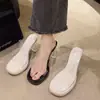 Sandalias Transparentes de Tira Única con Tacón Grueso, que Aumentan la Altura, Antideslizantes, Zapatos de Moda para Mujer, Sandalias Retro Elegantes, Modelo Nuevo 2025 para Mujer