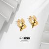 Pendientes geométricos irregulares con diseño de giro en color oro auténtico bañados en cobre, de moda, estilo urbano, para mujer.