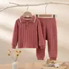 Ropa de Comercio Exterior Niñas Primavera y Otoño Traje de Manga Larga Estilo Británico Traje con Solapa Set de 2 Piezas Venta Caliente Transfronteriza