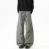 Pantalones de trabajo vintage plisados para hombre, pantalones casuales deportivos estilo americano para primavera y otoño, pantalones largos holgados de pierna ancha para hombre