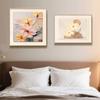 Decoração de Parede para Quarto Florido Pintura Abstrata Simples Casal Quarto Principal Cabeceira Pintura Suspensa Estilo Creme Mural de Flores