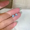 Pendientes de Plata de Ley S925 con Diamante Azul de Cuatro Garras para Mujer, Estilo Vintage de Lujo Ligero, Pendientes de Diseño de Nicho de Alta Gama, Populares en Xiaohongshu