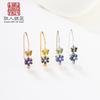 Aretes de Plata Esterlina S925 Gancho para Oreja Almohadilla Vacía Accesorios Hechos a Mano DIY Aretes Almohadilla Vacía Mariposa Flor Accesorios para Aretes Artísticos