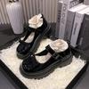 Sapatos Mary Jane de Salto Grosso com Solado Grosso Estilo Francês para Mulheres, Novo Estilo Primavera 2026, Laço Raso, Mocassins Versáteis e Modernos