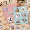 50 adesivos PET florais roxos para diário de cartas vintage DIY, decoração de caderno guka, adesivos transparentes