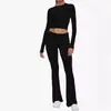 Ayj24T001-Ins Amazon Ropa Europea y Americana para Mujer Modal de Gama Alta Pantalón de Campana de Manga Larga Traje