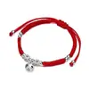 Pulsera de Pareja con Campana Concentrica 999 para Hombres y Mujeres, Estilo Padre-Hijo Cuerda Roja Trenzada Pulsera de Plata con Año de Nacimiento Joyería