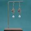Nuevos Pendientes Largos con Borlas Antiguas de Cuentas Chinoiserie Accesorios de la Dinastía Han Chinoiserie Pendientes de Abanico de Flores con Lazo
