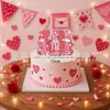 Banner de cumpleaños temático de Navidad transfronterizo con elementos de gnomo rosa y globo aerostático, adecuado para decoraciones de pasteles y exhibiciones