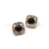 Botão Mão Costurado à Mão Vazado de Liga de Zinco com Strass Quadrado Diagonal 11mm, Botão Pequeno Estilo Chanel, Botão de Combinação de Resina